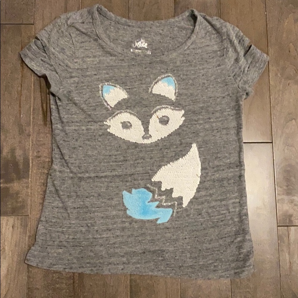 Justice reversible sequin fox short sleeved tee